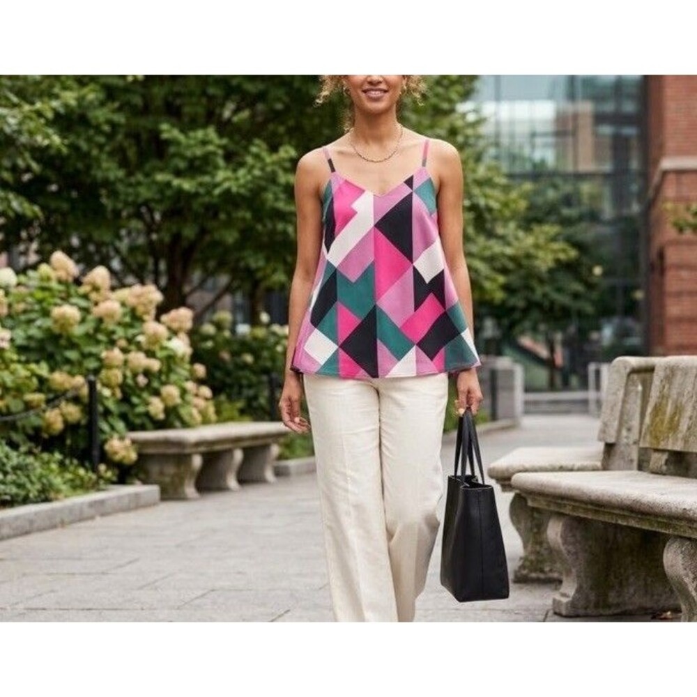 Torrid Sophie Geometric Print Camisole Size 0 Plus Tank Top Lined Colorblock